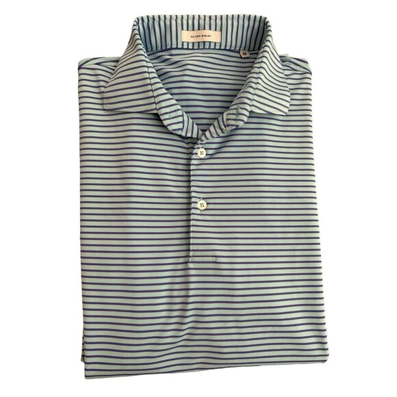OLiVER RiDLEY Blue‎ Striped Athletic Golf Polo Shirt Size Medium - Picture 4 of 7